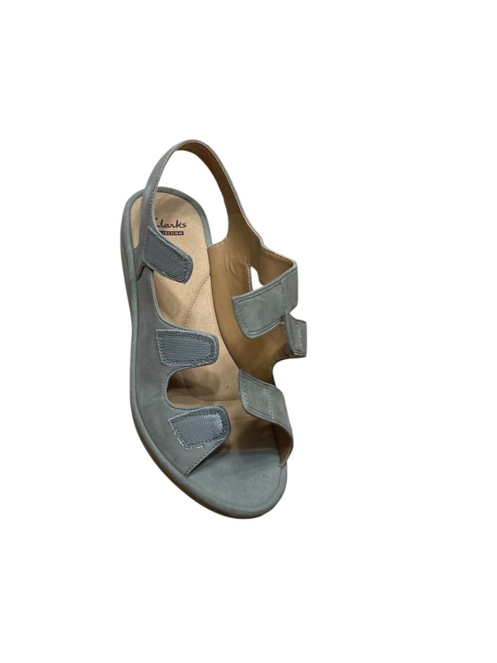 Clarks Collection Womens Soft Cushion Wedge Sandals Size 8W Gray Adjustable Stra - Picture 7 of 10